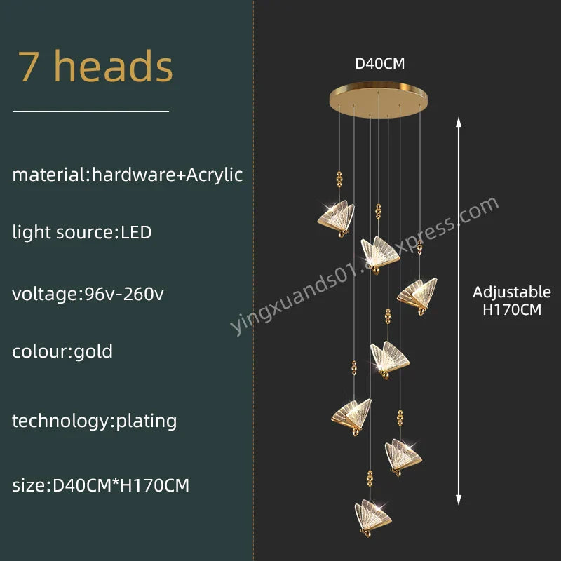 DecorBites™ Butterfly Acrylic Chandelier Modern Ceiling Light Pendant Lamp for Living Room