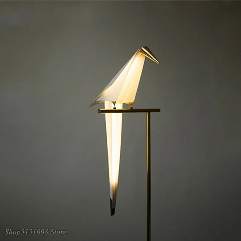 DecorBites™ Bird Origami Floor Lamp | Nordic Gold Bedroom Living Room Study Reading Light