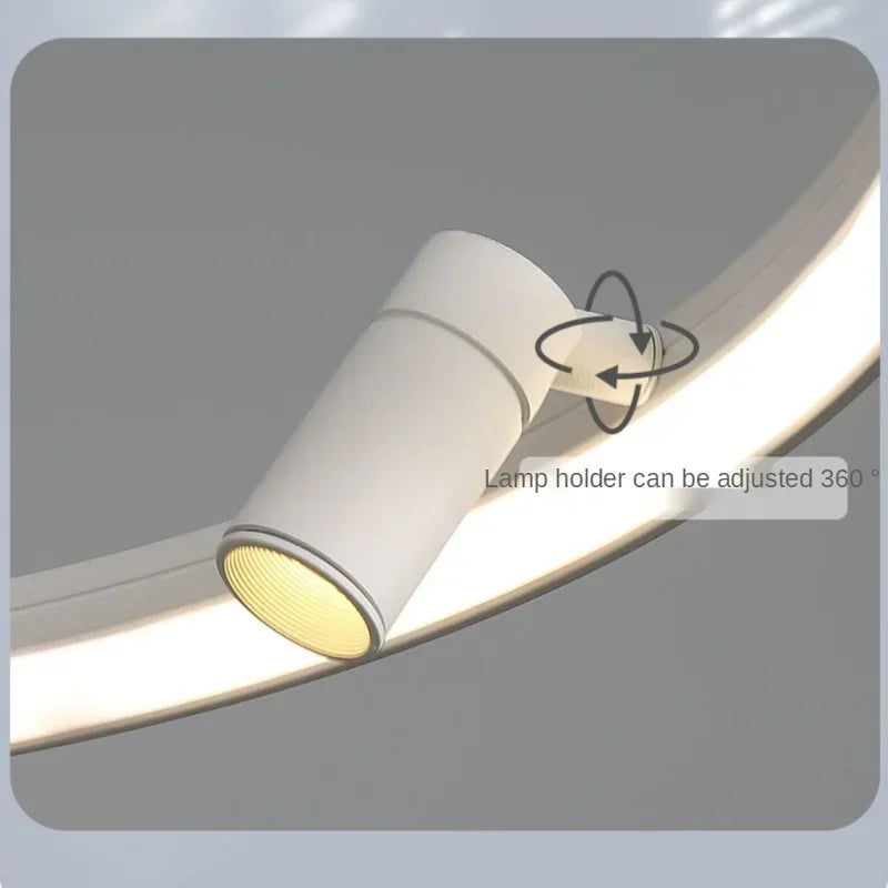 ثريا DecorBites™ السوداء الدائرية المعلقة مع كشاف للديكور المنزلي وغرفة الطعام