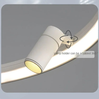 ثريا DecorBites™ السوداء الدائرية المعلقة مع كشاف للديكور المنزلي وغرفة الطعام