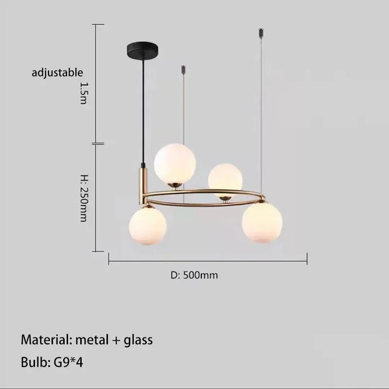 DecorBites™ Glass Chandelier G9 Hanging Light for Living Room Bedroom Decor