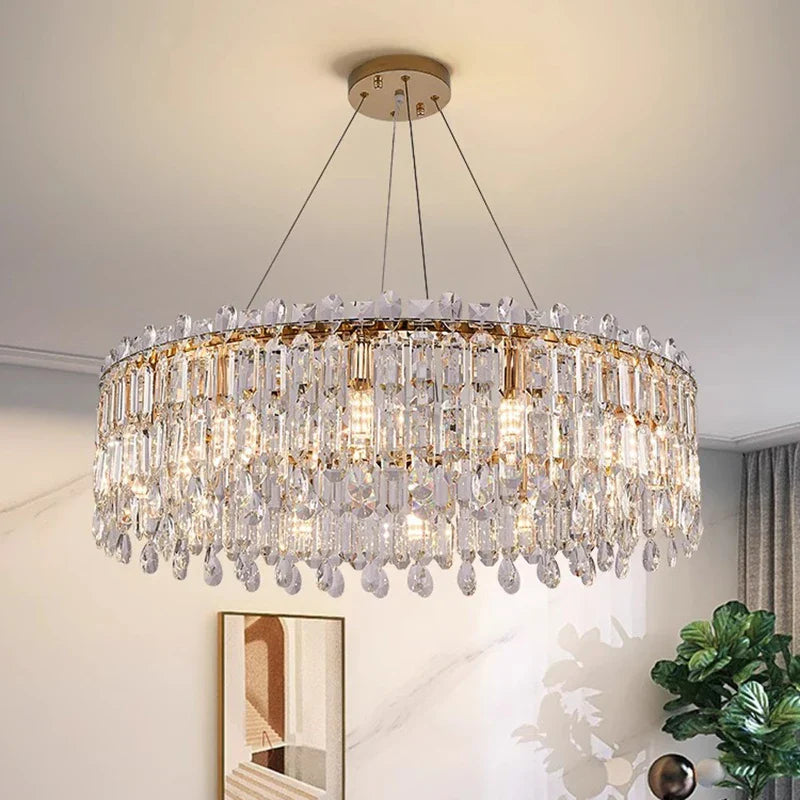 DecorBites™ Crystal Chandelier: Luxury Living Room & Bedroom Pendant Light | Elegant Ceiling Lamp