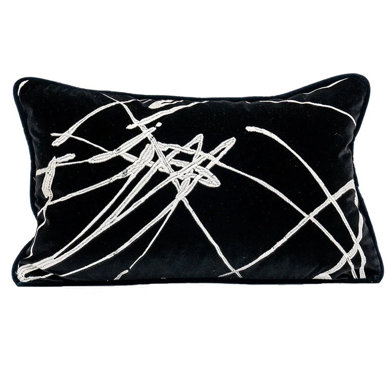DecorBites™ Lahulpe Navy Blue Velvet Cushion Cover with Constellation Embroidery, 45x45cm