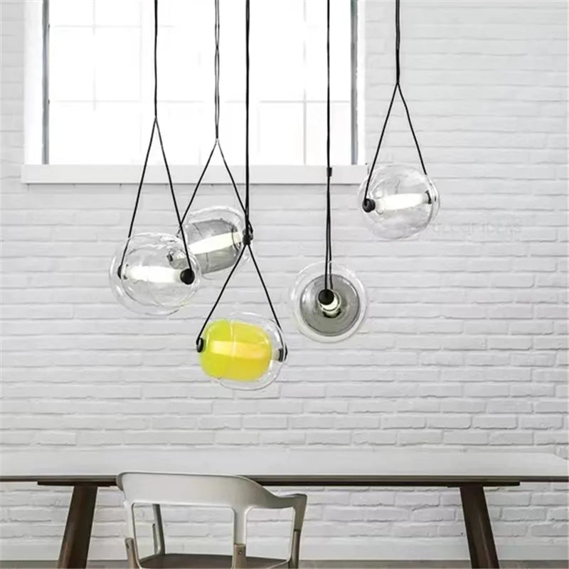 DecorBites™ Czech Glass Capsule Pendant Light for Colorful LED Restaurant Bar Chandelier