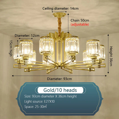 DecorBites™ Crystal Chandelier: Elegant Chinese Style Lighting for Living Room, Bedroom, and Study