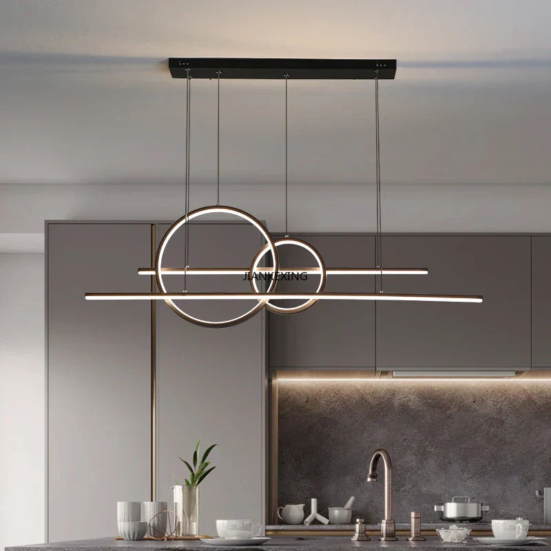 Lámpara de araña LED regulable en negro y dorado Decorbites™ para iluminación de comedor, cocina y bar