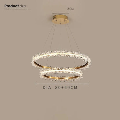 DecorBites™ Gold Crystal Ring Chandelier for Living Room and Restaurant Décor