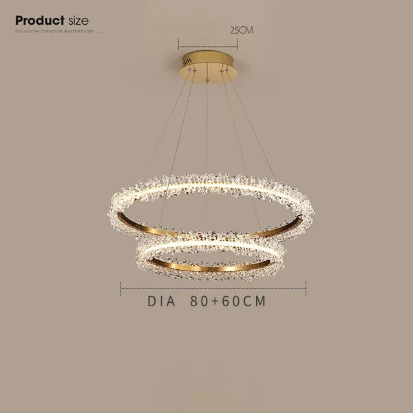 Chandelier de Anillo de Cristal Dorado Decorbites™ para la Decoración de Sala de Estar y Restaurante