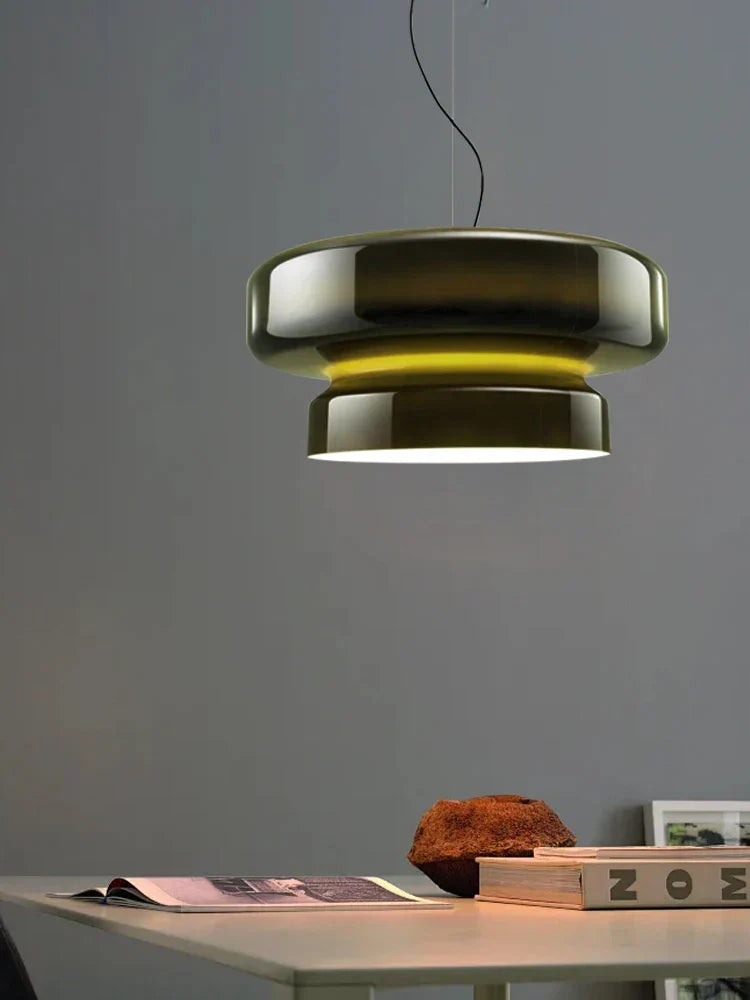 DecorBites™ Amber Green Glass Pendant Light Modern Round Dining Table Decor
