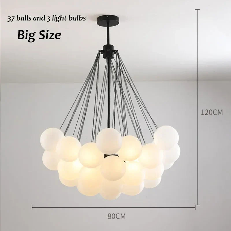 DecorBites™ Glass Chandelier: Nordic 19/37 Ball LED Lighting, Black Gold Pendant for Home Décor