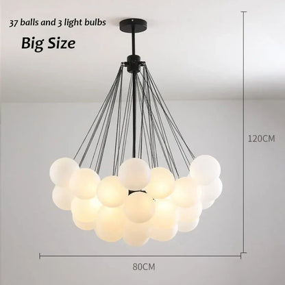 DecorBites™ Glass Chandelier: Nordic 19/37 Ball LED Lighting, Black Gold Pendant for Home Décor