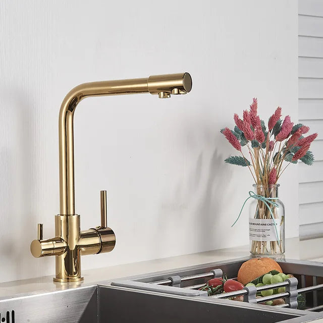 Decorbites™ Zweifachauslauf Chrom Küchenarmatur Wasserfilter Mischbatterie