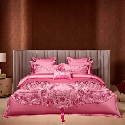 Decobites Peony Embroidery Luxury Chinese Style Bedding Set