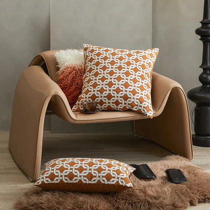 Fundas de almohada DecorBites™ de ganchillo jacquard en color amarillo-marrón para una decoración elegante del hogar