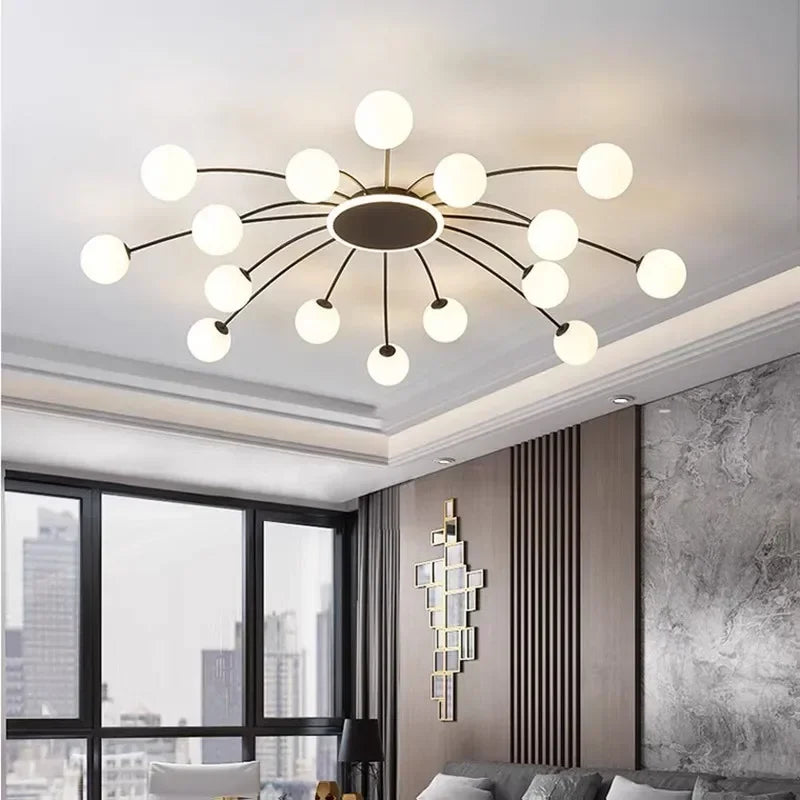 مصباح سقف زجاجي على شكل كرة من DecorBites™ باللون الذهبي لغرفة المعيشة وغرفة الطعام وغرفة النوم من DecorBites™