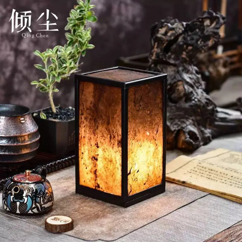 Decorbites™ Sostenedor de Vela Piedra de Seto: Lámpara de Mesa Ámbar Decorativa Antigua