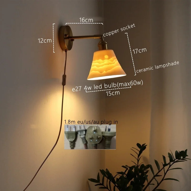 DecorBites™ Ceramic LED Wall Sconce Pull Chain Switch for Dining Bedroom Bathroom Mirror