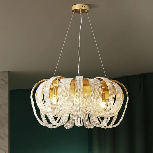 DecorBites™ Crystal Tassels LED Ceiling Chandelier for Elegant Home Decor Lighting