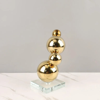 DecorBites™ Gold Metal Spheres Stack Art Pieces - Geometric Decorative Figurines