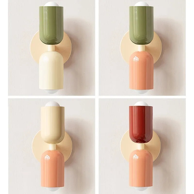 Apliques de pared LED de doble cabezal color crema DecorBites™ para decoración de interiores en sala de estar y dormitorio