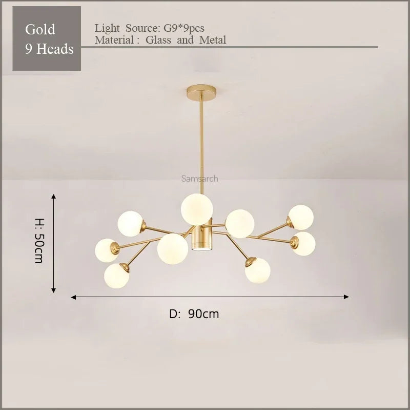 DecorBites™ Gold Black LED Ceiling Chandelier for Living Room Bedroom Lighting Fixtures