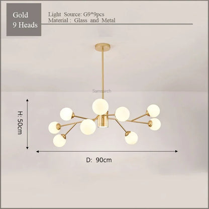 DecorBites™ Gold Black LED Ceiling Chandelier for Living Room Bedroom Lighting Fixtures