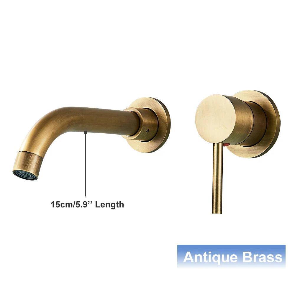 DecorBites™ Gold Wall Mounted Basin Faucet with 360° Rotation - Dual Hole Mixer Tap