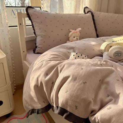 Juegos de cama DecorBites™ de algodón lavado con encaje francés para camas King y Queen