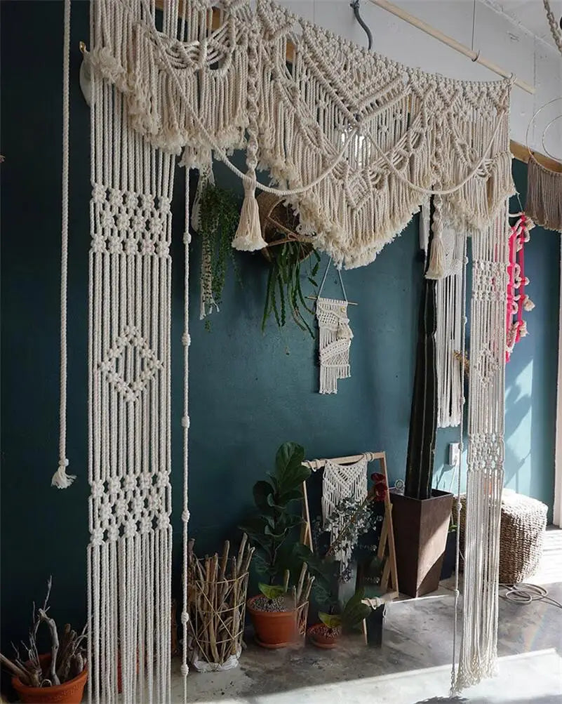 Decobites Macrame Cotton Wedding Tapestry Window Curtain Wall Hanging Boho Decor