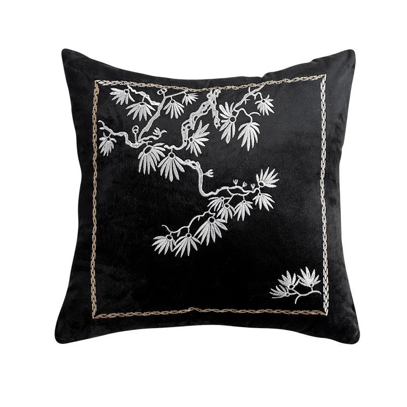 DecorBites™ Embroidered Black White Minimalist Cushion Cover Light Luxury Home Decor Pillow