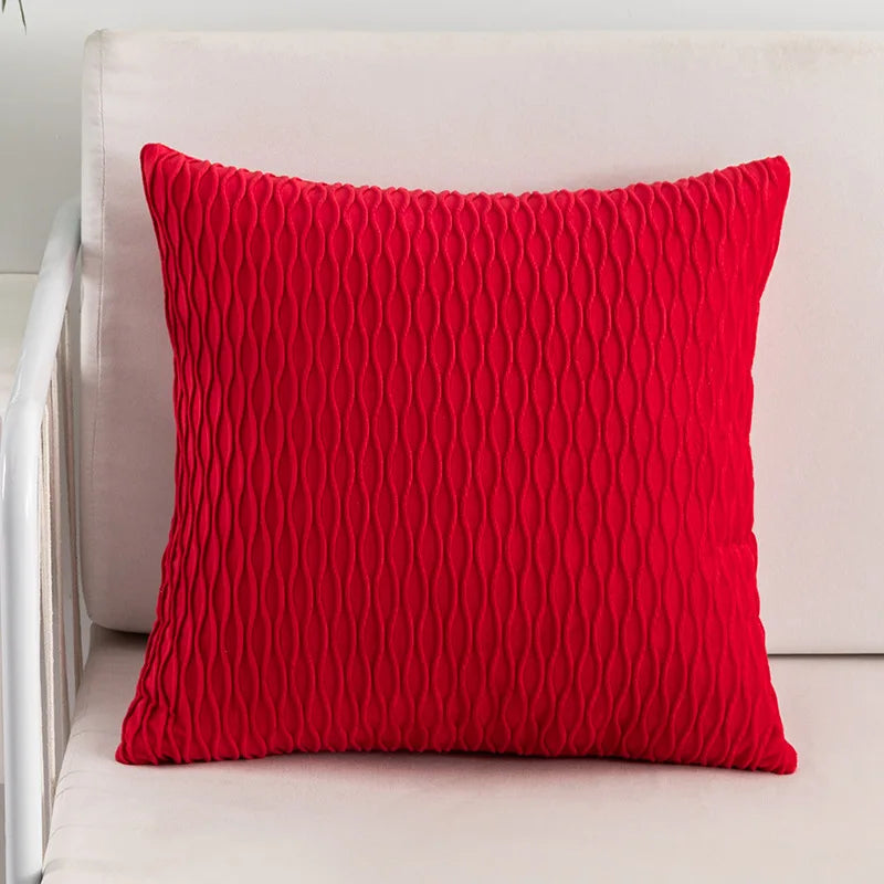 Decobites Velvet Striped Pleated Square Pillowcase