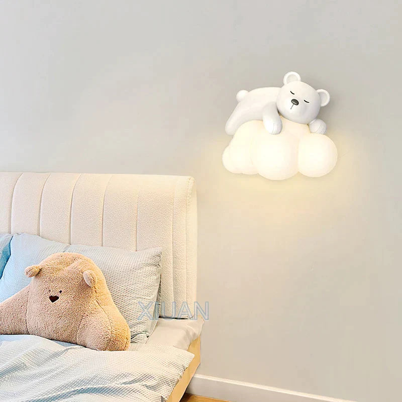 DecorBites™ Cute Polar Bear Cloud Wall Lamp for Kids Bedroom Décor