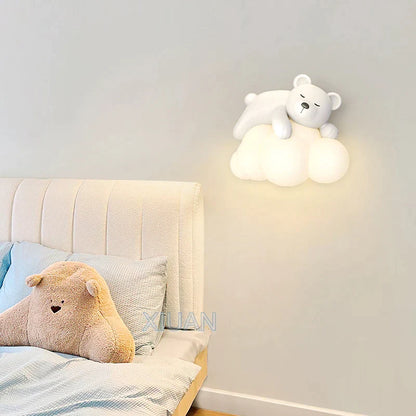 DecorBites™ Cute Polar Bear Cloud Wall Lamp for Kids Bedroom Décor