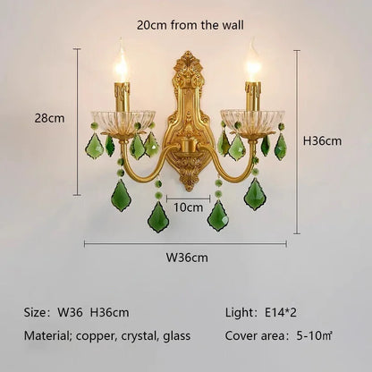 DecorBites™ Green Crystal Chandelier for Living Room - Bohemian Style LED Pendant Lighting