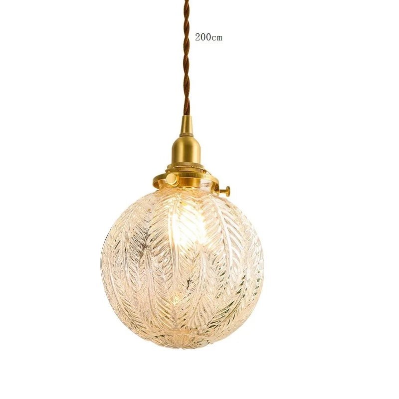 DecorBites™ Glass LED Pendant Lamp: Modern Copper Nordic Indoor Lighting for Home, Coffee, Bedroom & Living Room