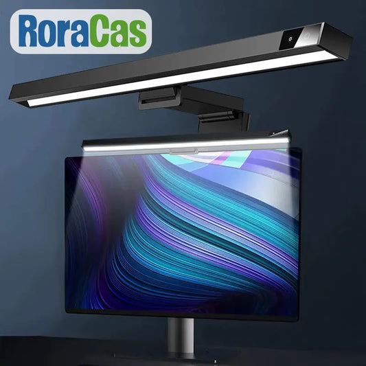 Barra de luz para monitor DecorBites™ 3 en 1: Lámpara de pantalla de aluminio USB con tecnología de cuidado ocular.