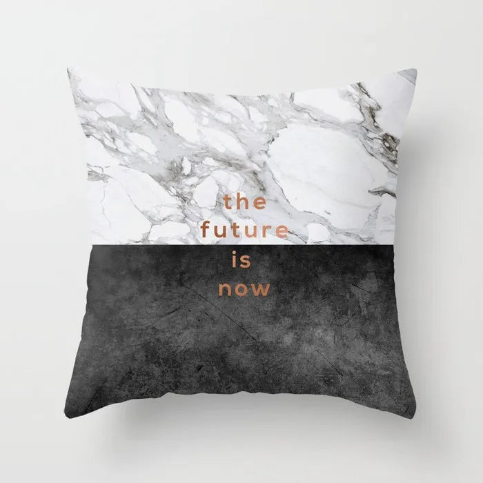 DecorBites™ Gray Marble Black Agate Pillow Case for Home Sofa Chair Decor