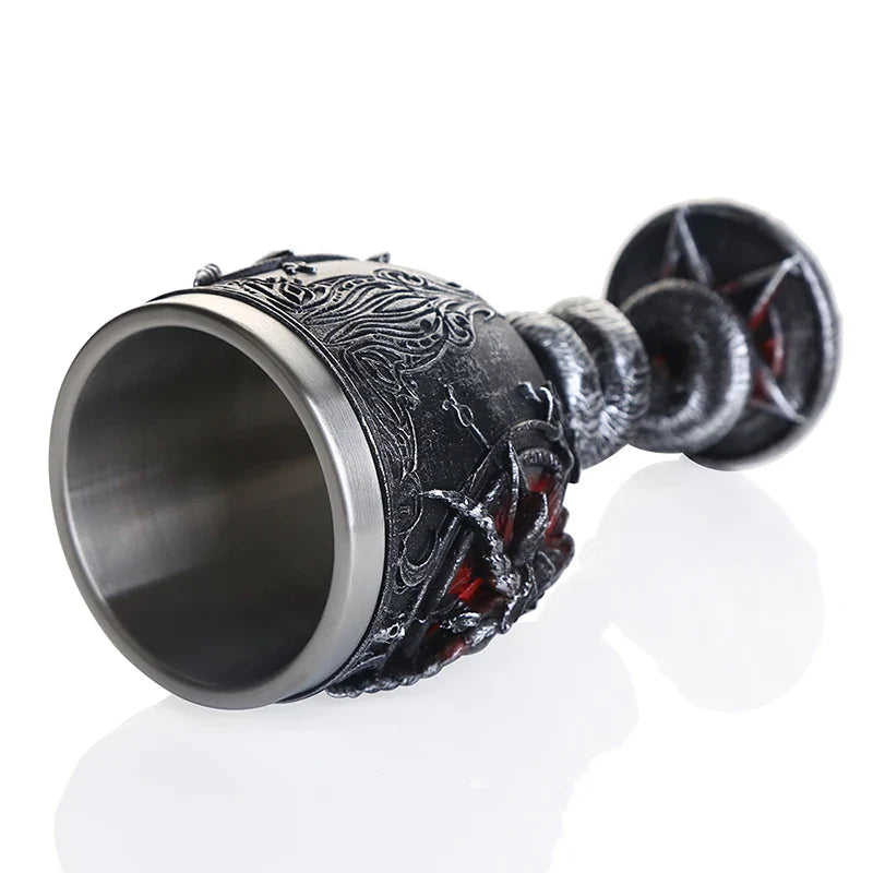 DecorBites™ Baphomet Wine Glass Horn Cocktail Stainless Steel Goblet With Whiskey Cup Bar Drinkware