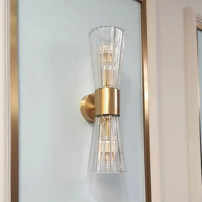 DecorBites™ Gold Stainless Steel Glass Sconces for Bedroom, Dining, Aisle Wall Lights