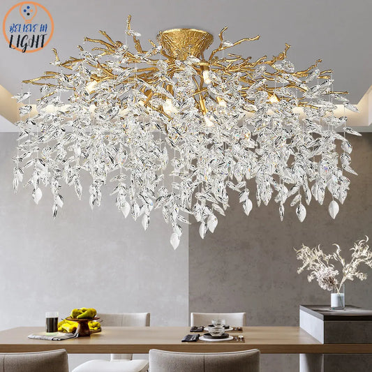 DecorBites™ Branch Crystal LED Ceiling Chandelier in Gold/Black for Dining Room Lobby