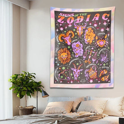 Decobites Zodiac Constellation Blanket: Celestial Starry Sky Wall Hanging & Throw