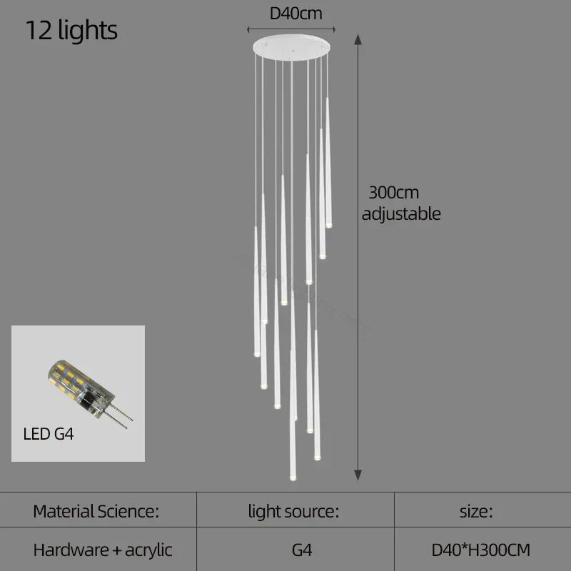 Lámpara de araña cónica DecorBites™ para escaleras, estilo moderno y sencillo, ideal para villas, restaurantes, cocinas, dormitorios y bares.