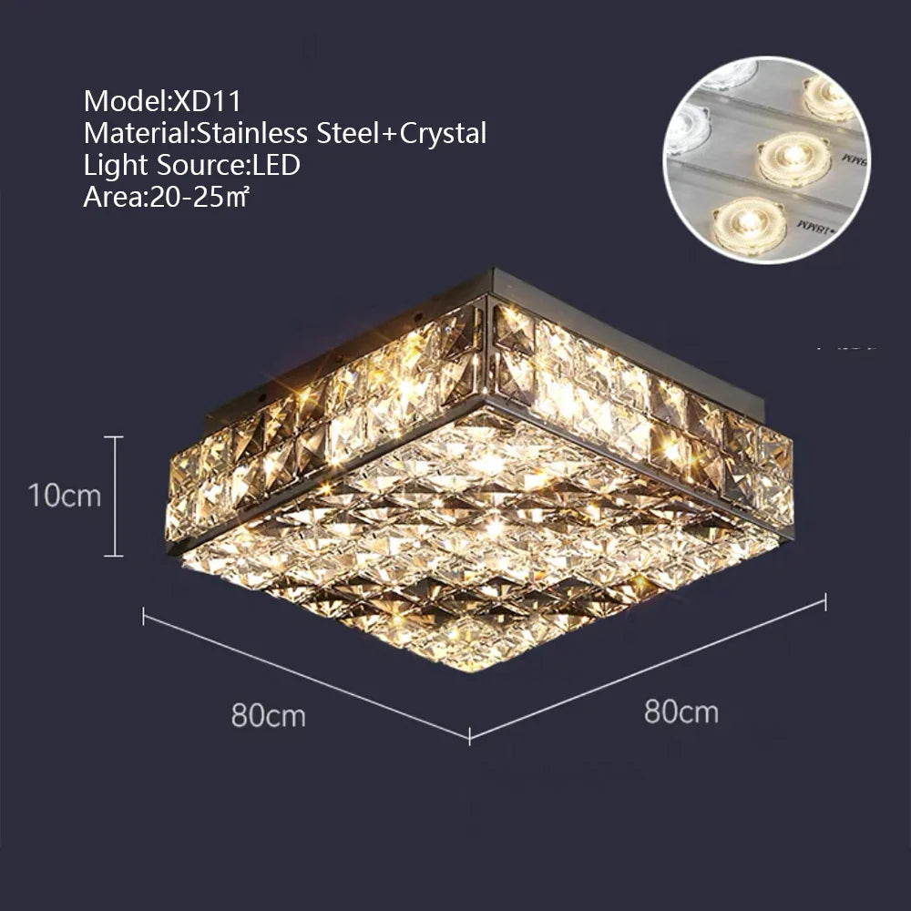 Lámpara de araña rectangular LED de cristal DecorBites™ para una decoración elegante del hogar