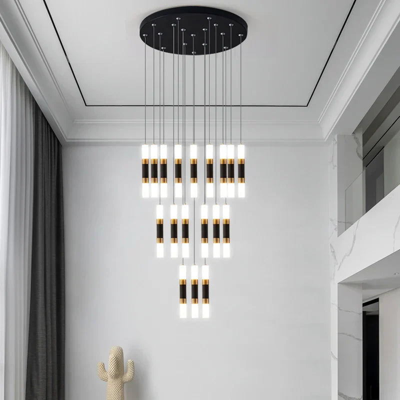 DecorBites™ LED Staircase Chandelier: Modern Duplex Home Lighting for Architectural Decoration