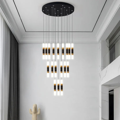 DecorBites™ LED Staircase Chandelier: Modern Duplex Home Lighting for Architectural Decoration