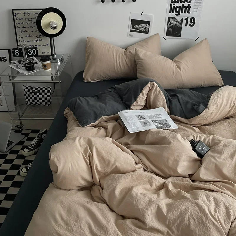 طقم مفروشات قطنية DecorBites™ مع غطاء لحاف وملاءة وغطاء وسادة