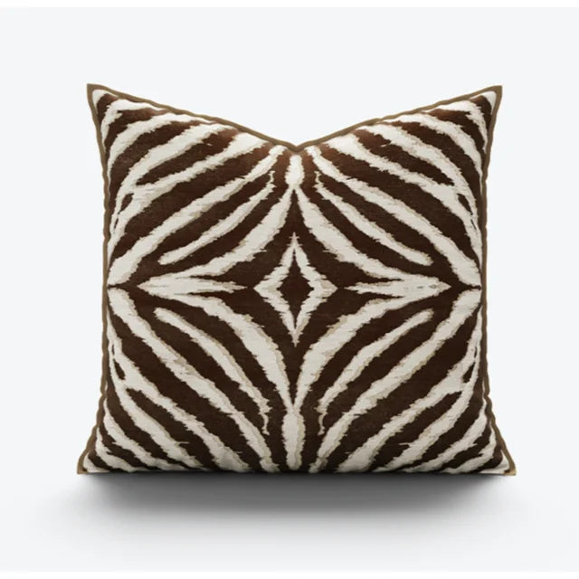 Funda de cojín DecorBites™ con estampado de cebra dorado en jacquard - Decoración moderna de lujo