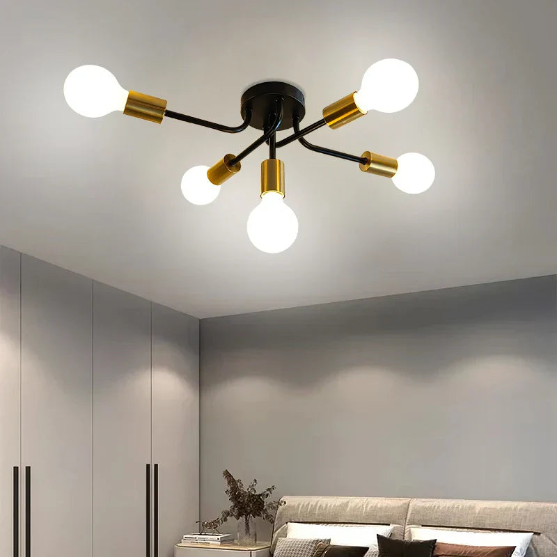 DecorBites™ Brass Ceiling Light: Modern Restaurant Home Decor, E27 Bedroom Kitchen Living Room Fixture