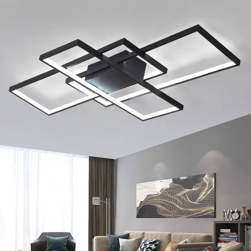 Nordic Square Led Ceiling Lights  for living dining room kitchen Bedroom black Ceiling lamp home decor lusters Light fixture