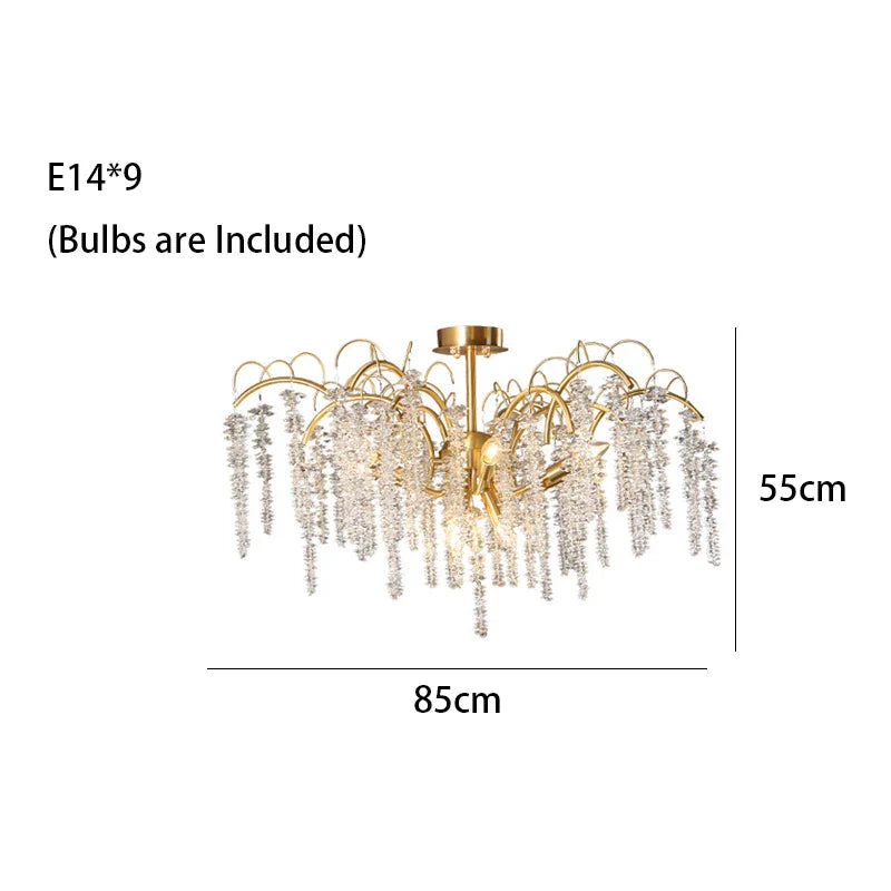 DecorBites™ Crystal Wistaria Ceiling Chandelier - Artistic Branch Design Pendant Lighting for Home Decor